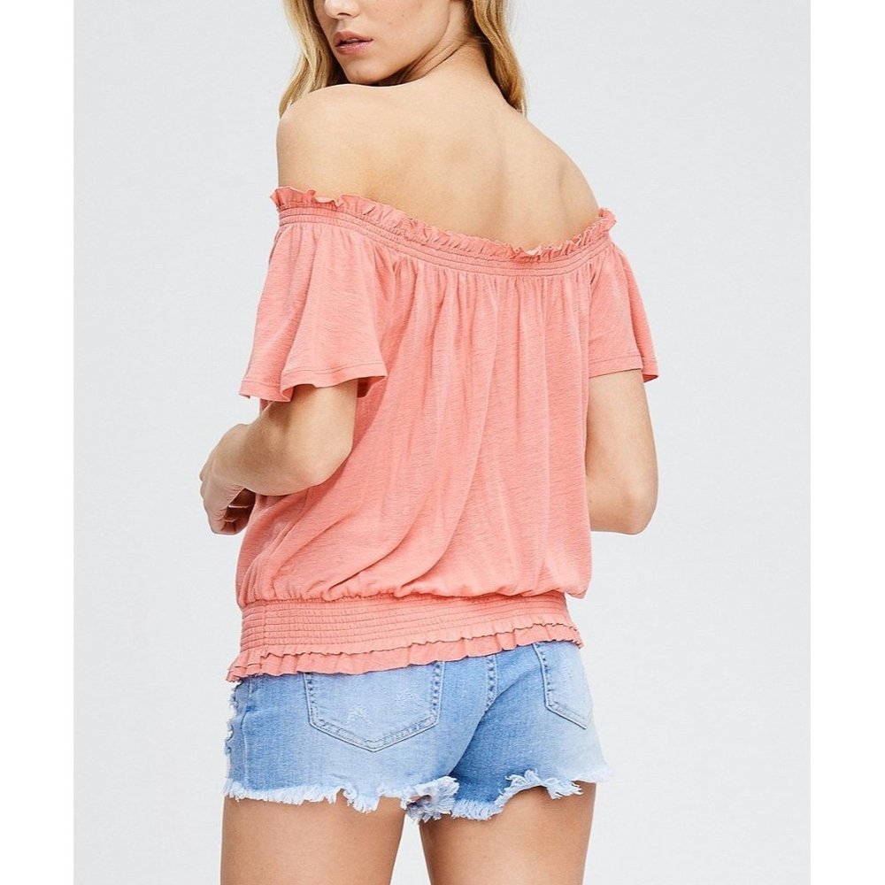 Free People FP Movement Pink Off Shoulder Top - Picture 4 of 14